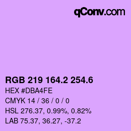 カラーコード: RGB 219 164.2 254.6 | qconv.com