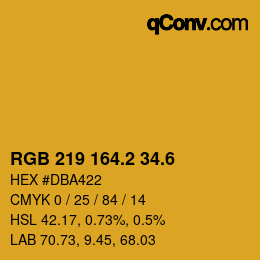 カラーコード: RGB 219 164.2 34.6 | qconv.com