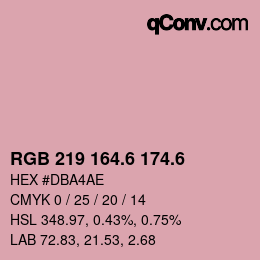 カラーコード: RGB 219 164.6 174.6 | qconv.com