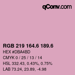 カラーコード: RGB 219 164.6 189.6 | qconv.com
