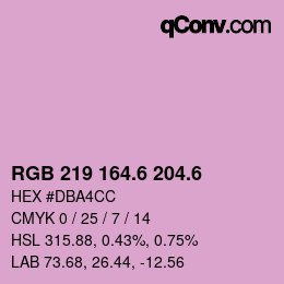 カラーコード: RGB 219 164.6 204.6 | qconv.com