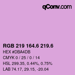 カラーコード: RGB 219 164.6 219.6 | qconv.com
