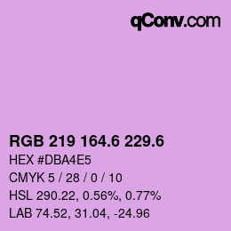 カラーコード: RGB 219 164.6 229.6 | qconv.com