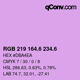 カラーコード: RGB 219 164.6 234.6 | qconv.com