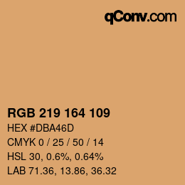 カラーコード: RGB 219 164 109 | qconv.com