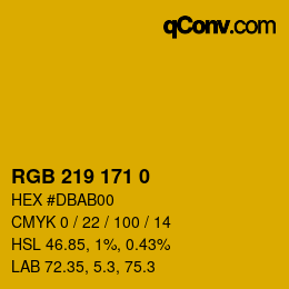 颜色代码: RGB 219 171 0 | qconv.com