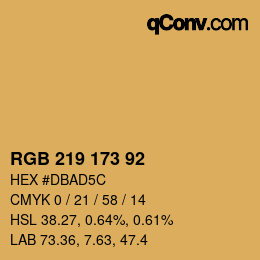 カラーコード: RGB 219 173 92 | qconv.com