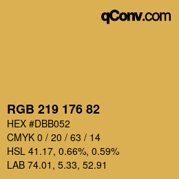 Color code: RGB 219 176 82 | qconv.com