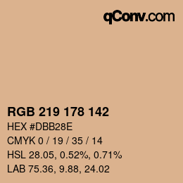 カラーコード: RGB 219 178 142 | qconv.com