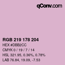 Color code: RGB 219 178 204 | qconv.com