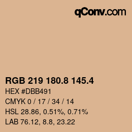 カラーコード: RGB 219 180.8 145.4 | qconv.com