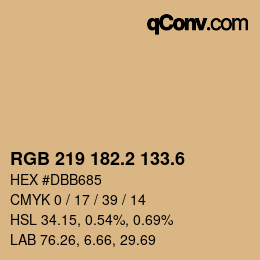 カラーコード: RGB 219 182.2 133.6 | qconv.com