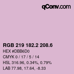 カラーコード: RGB 219 182.2 208.6 | qconv.com