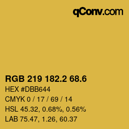 カラーコード: RGB 219 182.2 68.6 | qconv.com