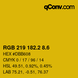 カラーコード: RGB 219 182.2 8.6 | qconv.com
