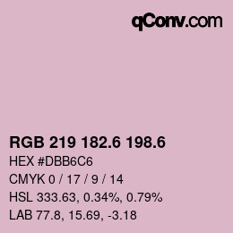カラーコード: RGB 219 182.6 198.6 | qconv.com