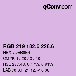 カラーコード: RGB 219 182.6 228.6 | qconv.com