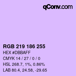 Color code: RGB 219 186 255 | qconv.com