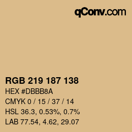 Color code: RGB 219 187 138 | qconv.com