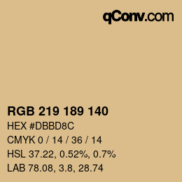 Farbcode: RGB 219 189 140 | qconv.com