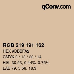 カラーコード: RGB 219 191 162 | qconv.com