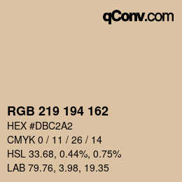Color code: RGB 219 194 162 | qconv.com