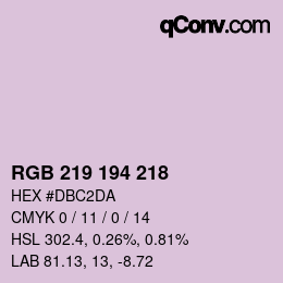Color code: RGB 219 194 218 | qconv.com
