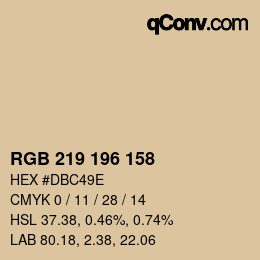 カラーコード: RGB 219 196 158 | qconv.com