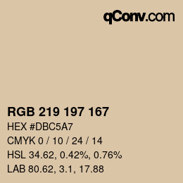 Color code: RGB 219 197 167 | qconv.com