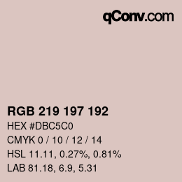 Color code: RGB 219 197 192 | qconv.com