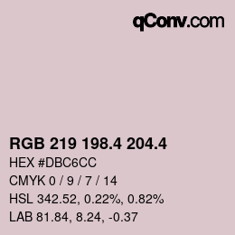 カラーコード: RGB 219 198.4 204.4 | qconv.com