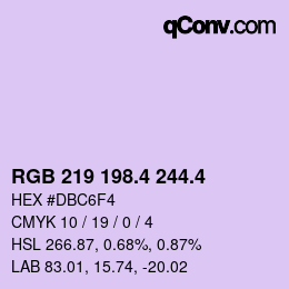 カラーコード: RGB 219 198.4 244.4 | qconv.com