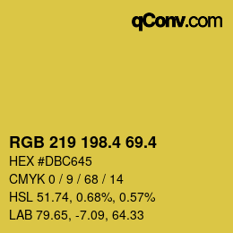 カラーコード: RGB 219 198.4 69.4 | qconv.com