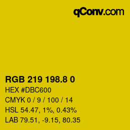カラーコード: RGB 219 198.8 0 | qconv.com