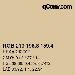 カラーコード: RGB 219 198.8 159.4 | qconv.com