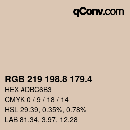 カラーコード: RGB 219 198.8 179.4 | qconv.com