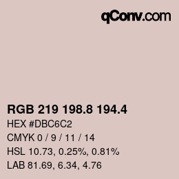 カラーコード: RGB 219 198.8 194.4 | qconv.com