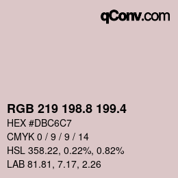 カラーコード: RGB 219 198.8 199.4 | qconv.com