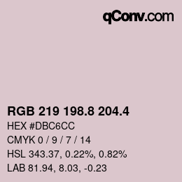 カラーコード: RGB 219 198.8 204.4 | qconv.com
