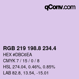 カラーコード: RGB 219 198.8 234.4 | qconv.com