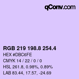 カラーコード: RGB 219 198.8 254.4 | qconv.com