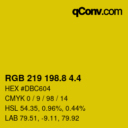 カラーコード: RGB 219 198.8 4.4 | qconv.com