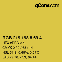 カラーコード: RGB 219 198.8 69.4 | qconv.com