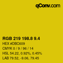 カラーコード: RGB 219 198.8 9.4 | qconv.com