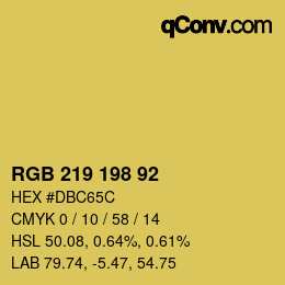 Color code: RGB 219 198 92 | qconv.com