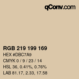 カラーコード: RGB 219 199 169 | qconv.com