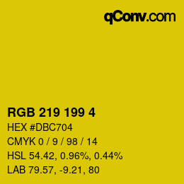 カラーコード: RGB 219 199 4 | qconv.com