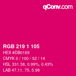 カラーコード: RGB 219 1 105 | qconv.com