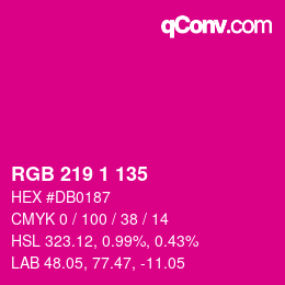 Color code: RGB 219 1 135 | qconv.com