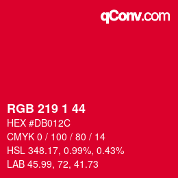 カラーコード: RGB 219 1 44 | qconv.com